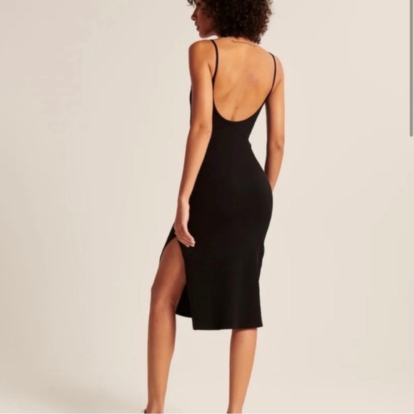 Abercrombie and Fitch Knit Midi Black Dress with Side Slits - Picture 2 of 8